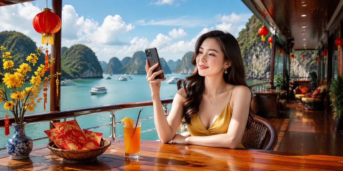 Người dùng Việt Nam sử dụng ứng dụng 3501 trên điện thoại tại quán cà phê Hà Nội